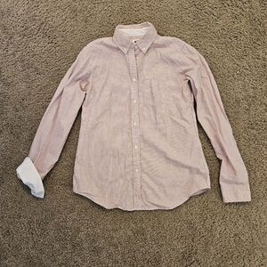 Uniqlo Classic Red & White Striped Button Up Blouse, Size Small